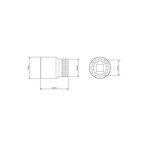 Soquete Estriado Vanádio 13 Mm, Encaixe 1/2 43601113