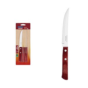 Facas Churrasco 5" Inox Cabo Vermelho Polywood 6Pç 21198715