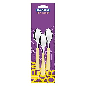 Conjunto Colheres Chá New Kolor Inox Creme 3 Peças 23167330