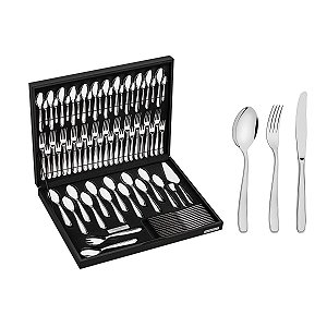 Faqueiro Faca Mesa Estojo 76 Peças Maresias Prata 66902300