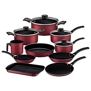 Jogo Panelas Aluminio 10Pc Turim Vermelho Tramontin 20297964