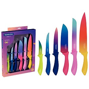 Jogo Facas Inox 6Pc Colorcut Mis Tramontina 23099832