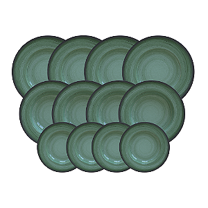Jogo Pratos 12 Pcs Rustico Verde Tramontina 96989001