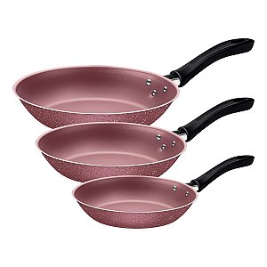 Jogo Frigideira Alumínio 3Pc Linz Rosa Tramontina 20297409