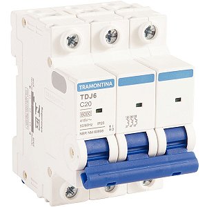 Mini Disjuntor Tdj6-3C20 3P 20A 6Ka Tramontina 58013136