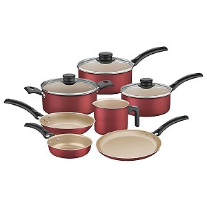 Jogo Panelas Alum 7Pc Turim Vermelho Tramontina 20298712