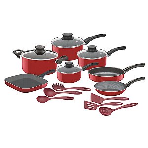 Jogo Panelas Alum 13Pc Paris Vermelho Tramontina 20598705