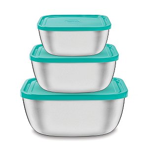 Jg Potes Quad Aco Inox Tampa Verde 3Pc Tramontina 64220937