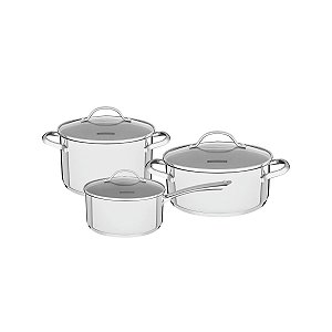 Jg Panelas Aco Inox 3 Pcs Una Tramontina 65280300