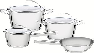 Jg Panelas Aco Inox 4 Pcs Ventura Tramontina 65360274