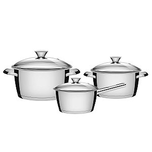 Jg Panelas Aco Inox 3 Pcs Allegra Tramontina 65660404