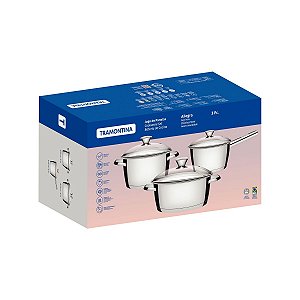 Jg Panelas Aco Inox 3 Pcs Allegra Tramontina 65660714