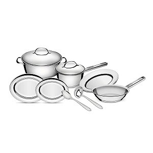 Jg Panelas Aco Inox 9 Pcs Allegra Tramontina 65660893