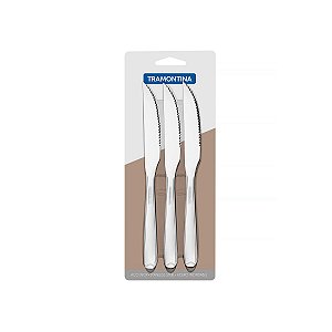 Jg Faca Churrasco Aco Inox 3Pcs Tramontina 66901181