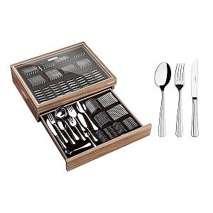 Faqueiro Aco Inox 130Pc Est C/Vidro Tramontina 66911273