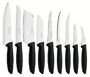 Jogo Facas Inox 9Pc Plenus Preto Tramontina 23498050