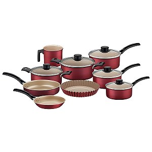 Jogo Panelas Alum 9Pc Turim Vermelho Tramontina 20297782