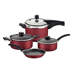 Jogo Panelas Alum 4Pc Turim Vermelho Tramontina 20297968
