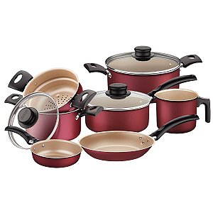 Jogo Panelas Alum 7Pc Turim Vermelho Tramontina 20298785