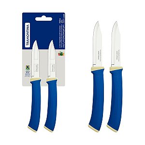 Faca Legumes Fruta Inox 2Pc Felice Azul Tramontina 23490213