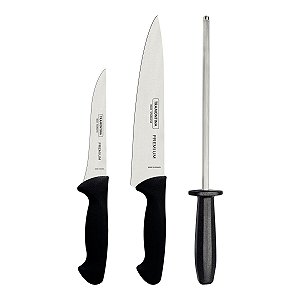 Jogo Facas Inox 3Pc Premiun Preto Tramontina 24499019