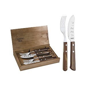 Garfo Faca 4Pc Polywood Castanho Tramontina 29899505