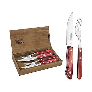 Garfo Faca 4Pc Polywood Vermelho Tramontina 29899510