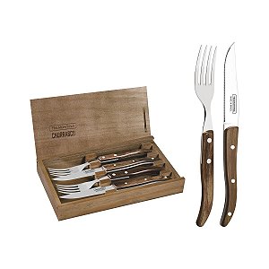 Garfo Faca 4Pc Polywood Castanho Tramontina 29899520