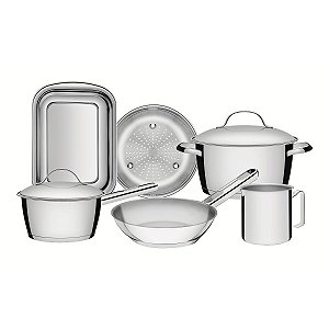 Jg Panelas Aco Inox 6Pcs Allegra Tramontina 65660283