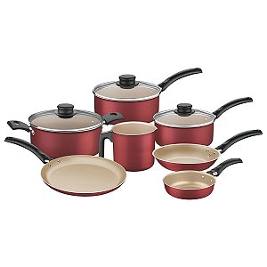 Jogo Panelas Alum 7Pc Turim Vermelho Tramontina 20298711