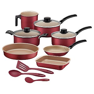 Jogo Panelas Alum 10Pc Turim Vermelho Tramontina 20298714