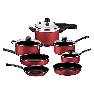 Jogo Panelas Alum 7Pc Versalhes Vermelho Tramontina 20698787