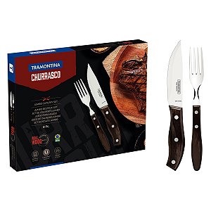 Jogo Churrasco Inox 8Pc Polywood Castanho Tramontina 21198996
