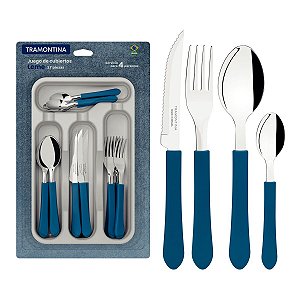 Faqueiro Inox 17Pc Leme Azul Tramontina 23198925