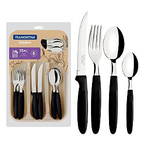 Faqueiro Inox 25Pc Ipanema Preto Tramontina 23399065