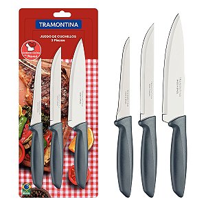 Jogo Facas Inox 3Pc Plenus Cinza Tramontina 23498674