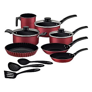 Jogo Panelas Alum 10Pc Turim Vermelho Tramontina 27899287