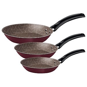 Jogo Frigideiras Alum 3Pc Turim Vermelho Tramontina 27899417