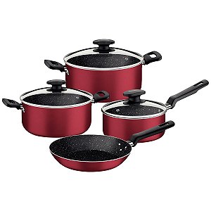Jogo Panelas Alum 7Pc Vermelho Tramontina 27899419