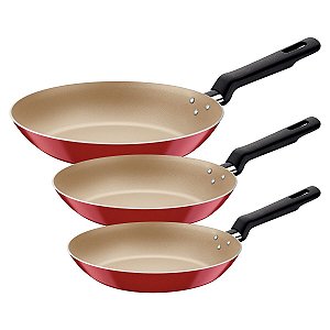 Jogo Frigideiras Alum 3Pc Vermelho Tramontina 27899439