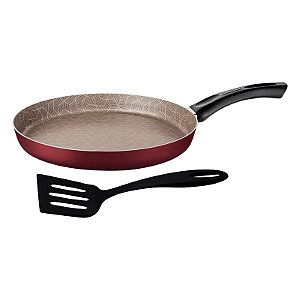 Panquequeira Alum 28Cm C/Espatu Vermelho Tramontina 27899474