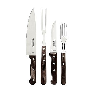 Jg Churrasco Inox 14Pc Polywood Castanho Tramontina 29899445