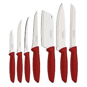Jogo Facas Inox 7Pc Plenus Vermelho Tramontina 29899461