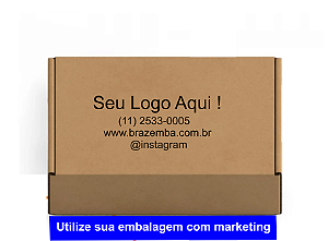 Caixa de Papelão Personalizada para E-commerce S-01 - 21x14x6,5 cm - Parda - Logo 1 Cor