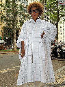 Túnica Oversized Ifè - Quadriculado Branco