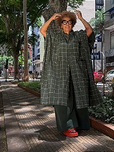 Túnica Oversized Ifè - Quadriculado Verde