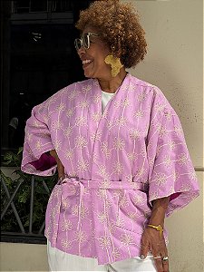 Kimono Malva - Lilás Bordado