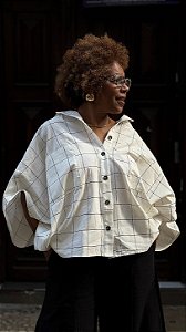 Camisa Leda Martins - Quadriculado Branca