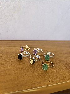 Anéis pedras naturais facetada