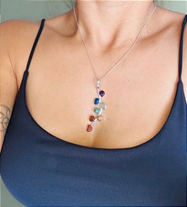 Pingente folha  7 chakras